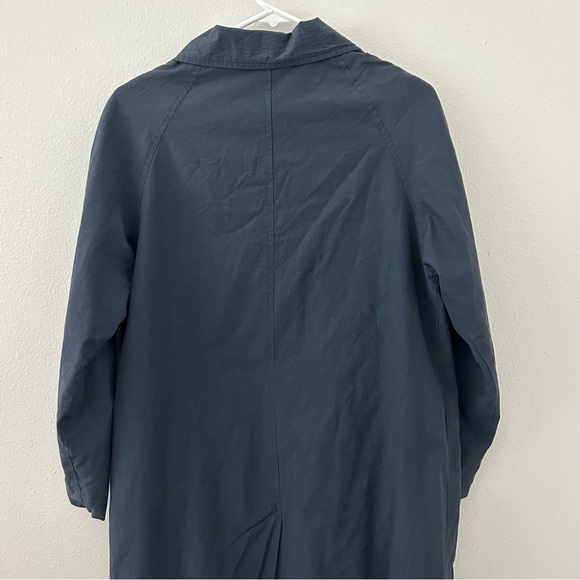 Vintage Trench Coat Navy Blue Plaid Fleece Lined Made in France Womens M? Preppy - Picture 7 of 12